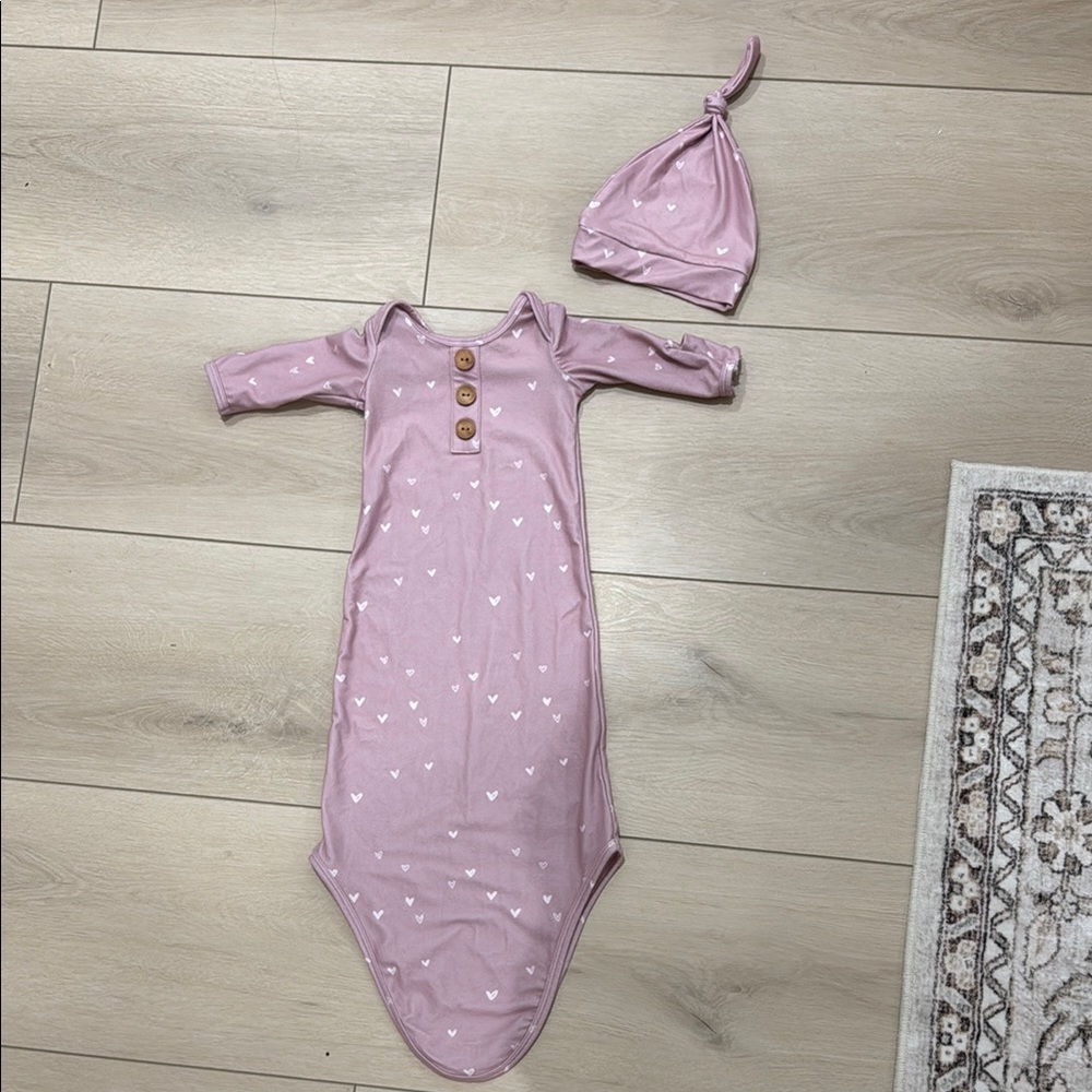 Caden Lane Pink Baby Footie with Hat